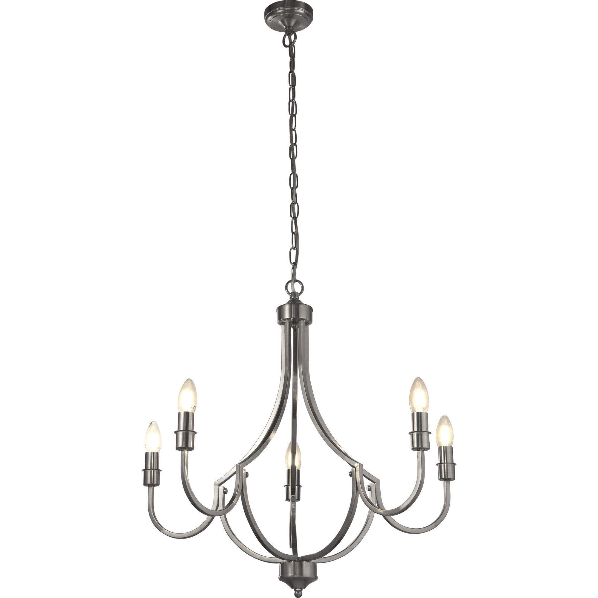 Lodge 5 Light Pendant Satin Silver Metal