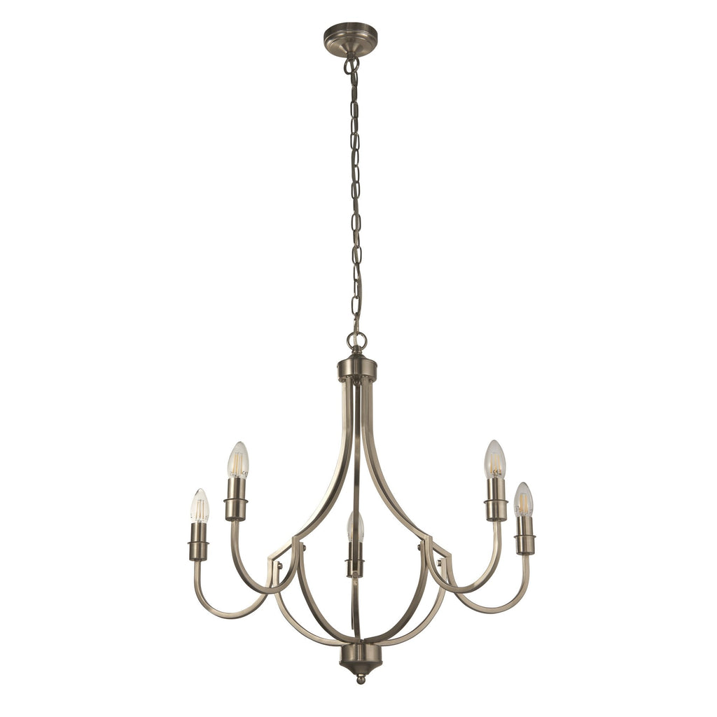 82915-5SS Lodge 5 Light Pendant Satin Silver Metal