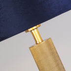 65721AZ London Table Lamp Knurled Brass Navy Velvet Shade