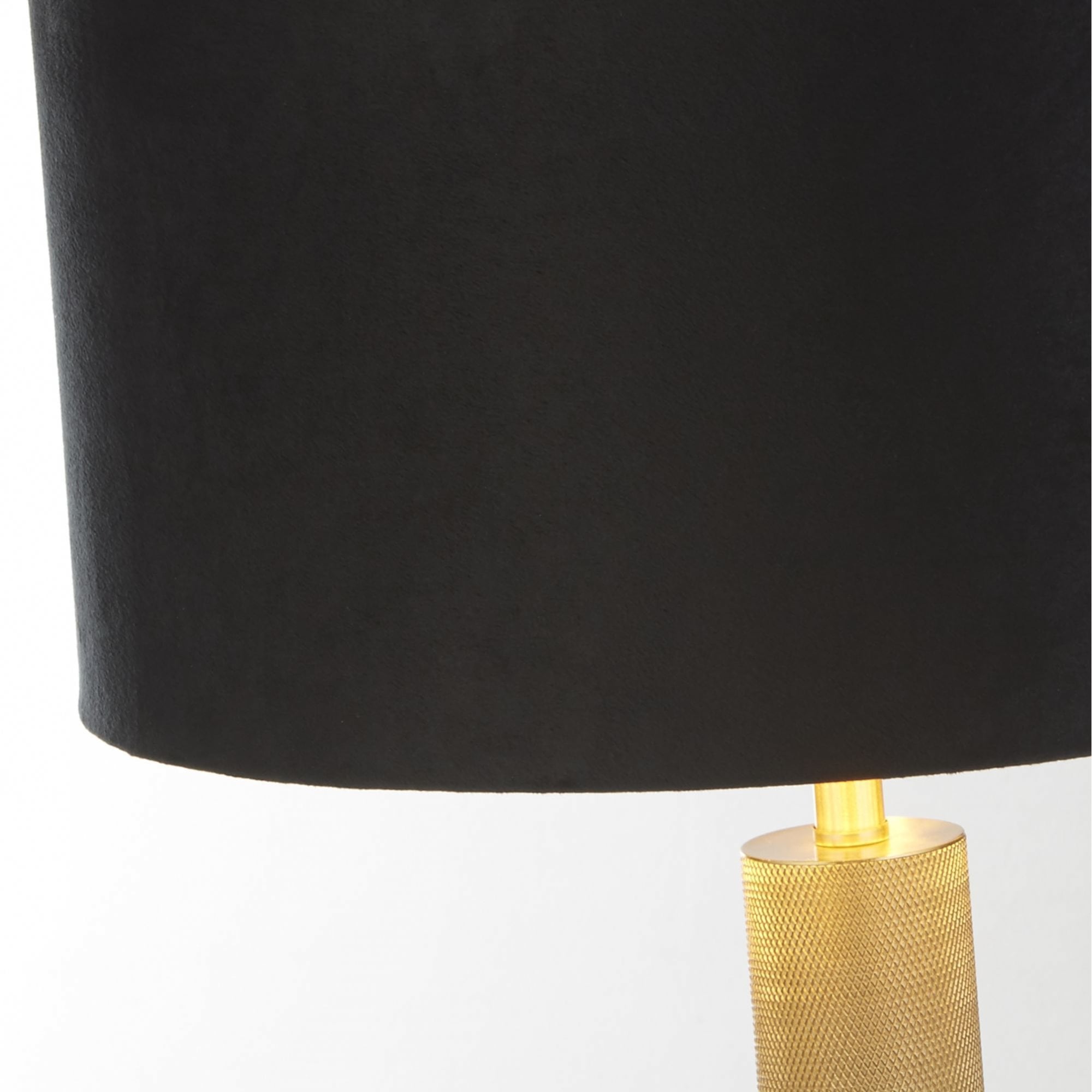 65721BK London Table Lamp Knurled Brass Black Velvet Shade