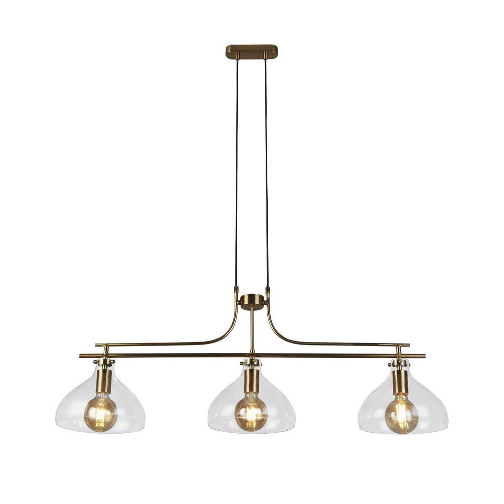 31031-3PB Margarita 3 Light Bar Pendant Brass Metal Glass