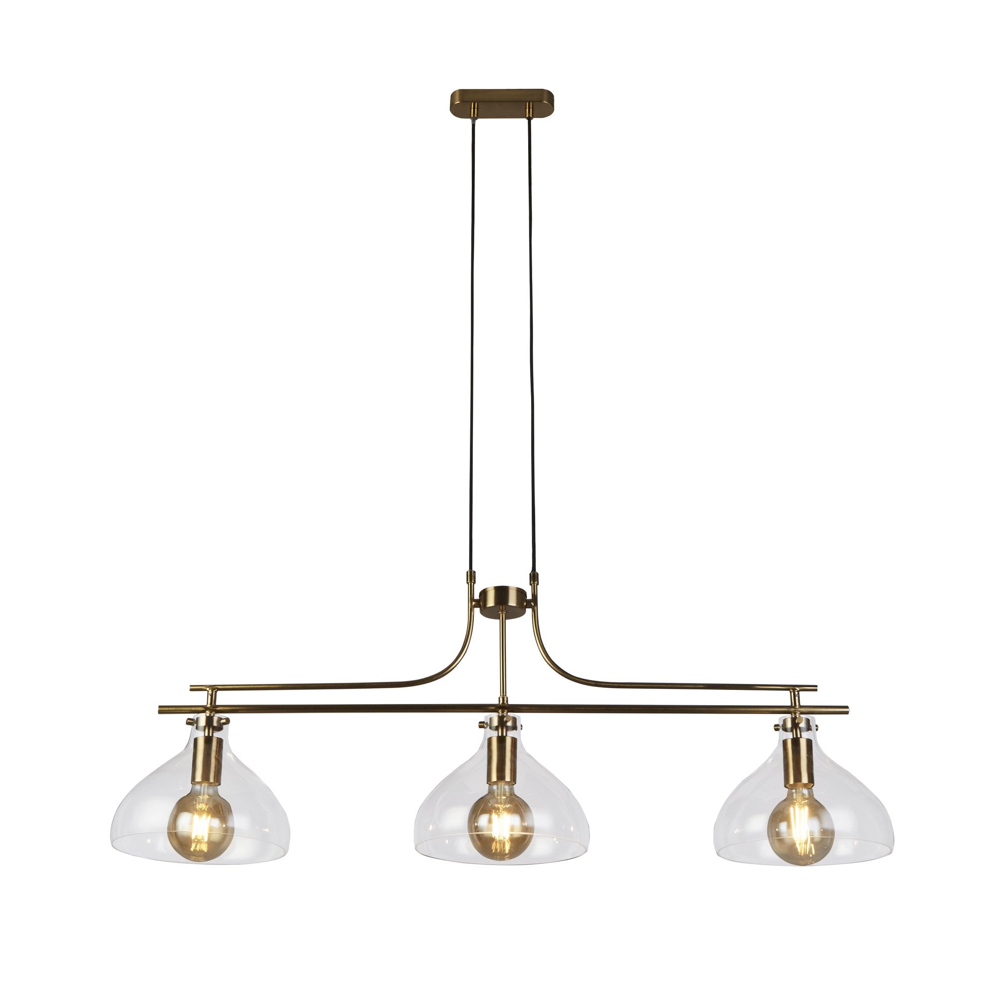 31031-3PB Margarita 3 Light Bar Pendant Brass Metal Glass