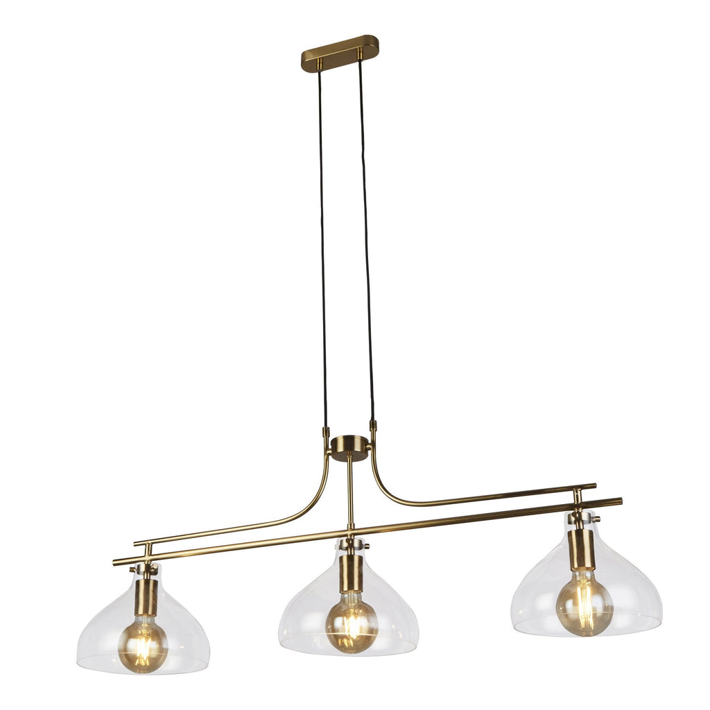 31031-3PB Margarita 3 Light Bar Pendant Brass Metal Glass