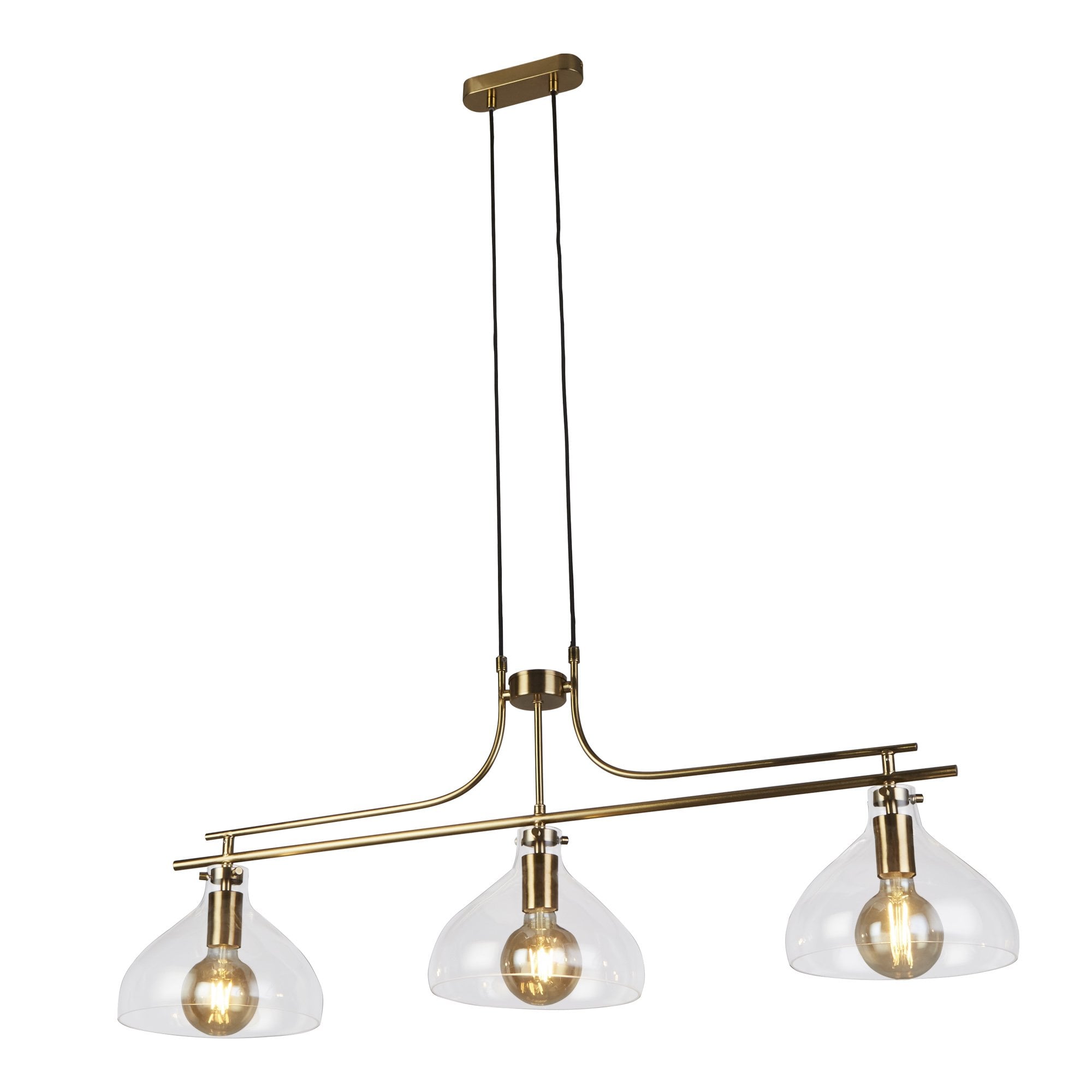 31031-3PB Margarita 3 Light Bar Pendant Brass Metal Glass