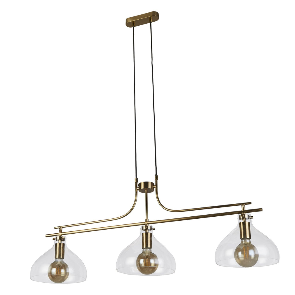 31031-3PB Margarita 3 Light Bar Pendant Brass Metal Glass