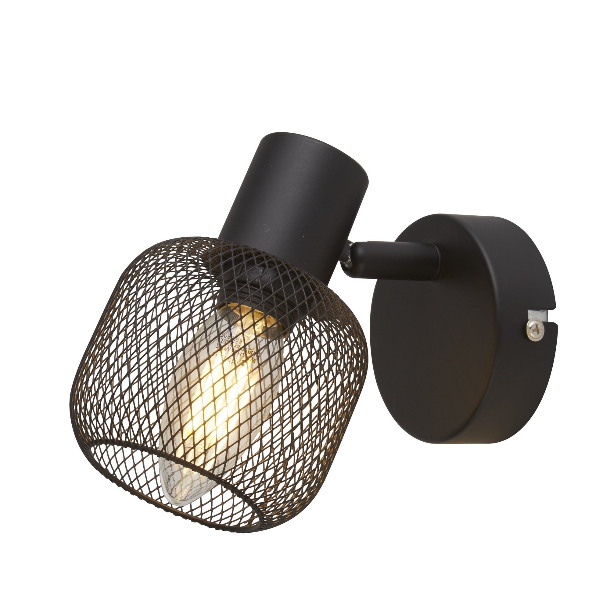 81201-1BK Meshy Cage Spotlight Wall Light Black Metal
