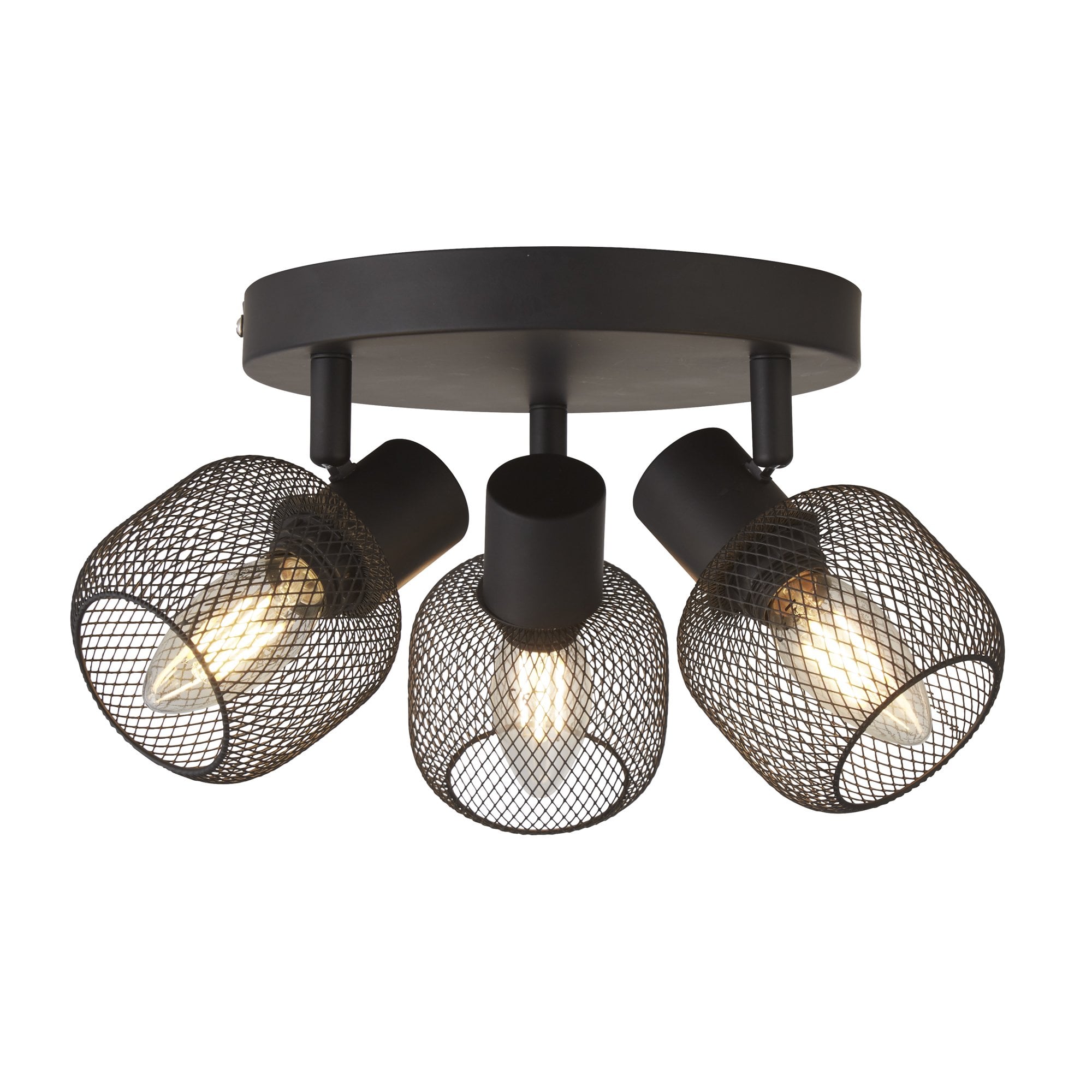 81201-3BK Meshy 3 Light Cage Round Spotlight Black Metal
