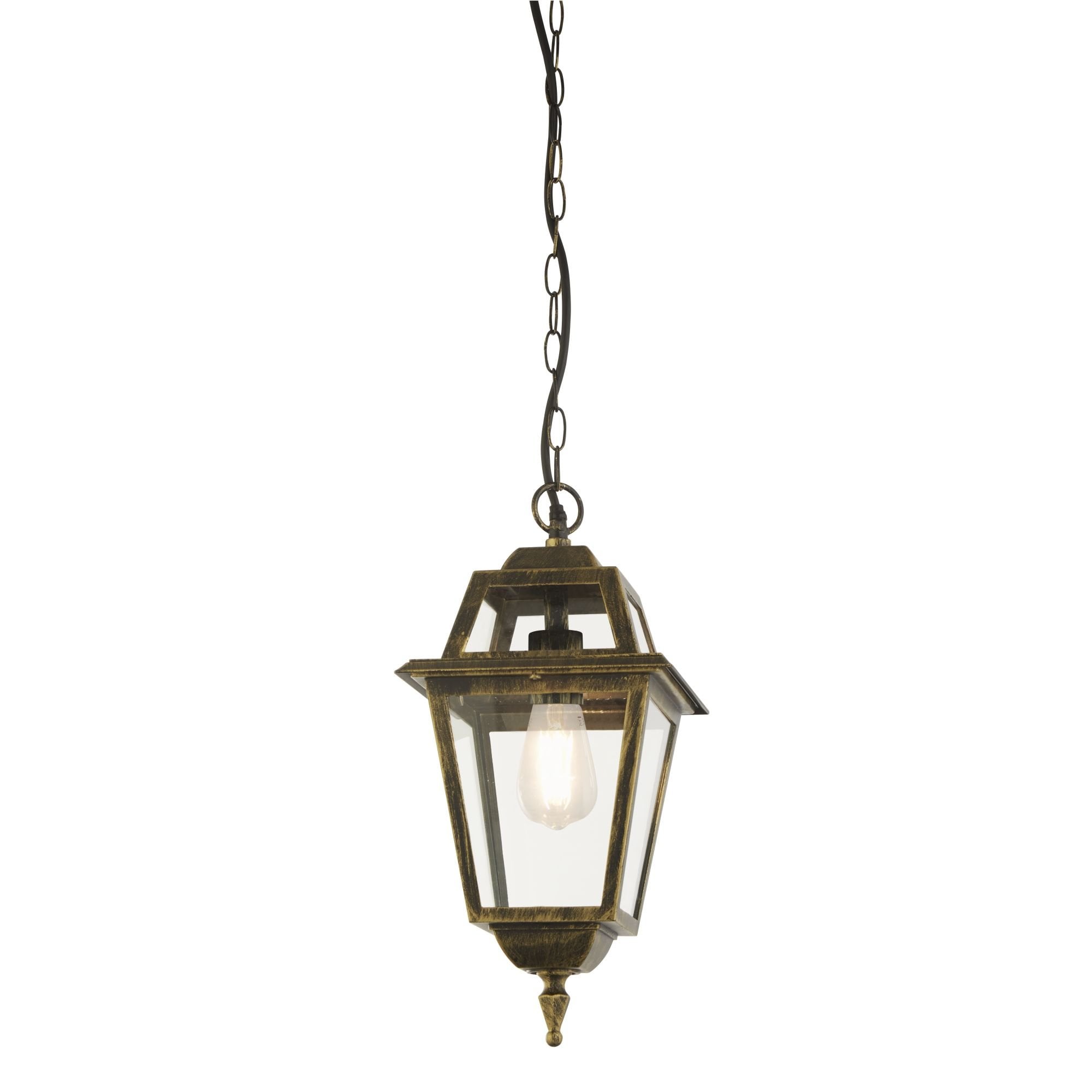 1526 New Orleans Outdoor Pendant Lantern Black Gold Glass