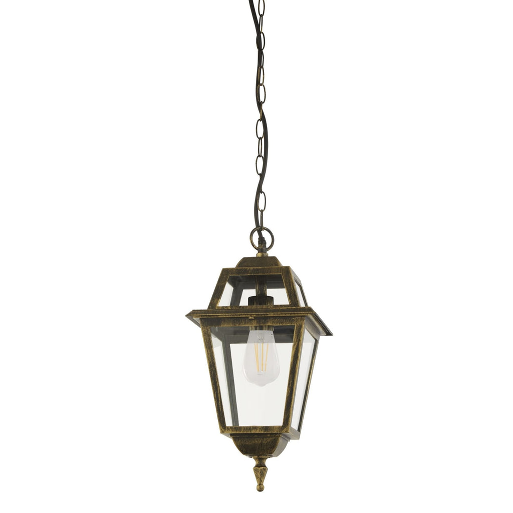 1526 New Orleans Outdoor Pendant Lantern Black Gold Glass