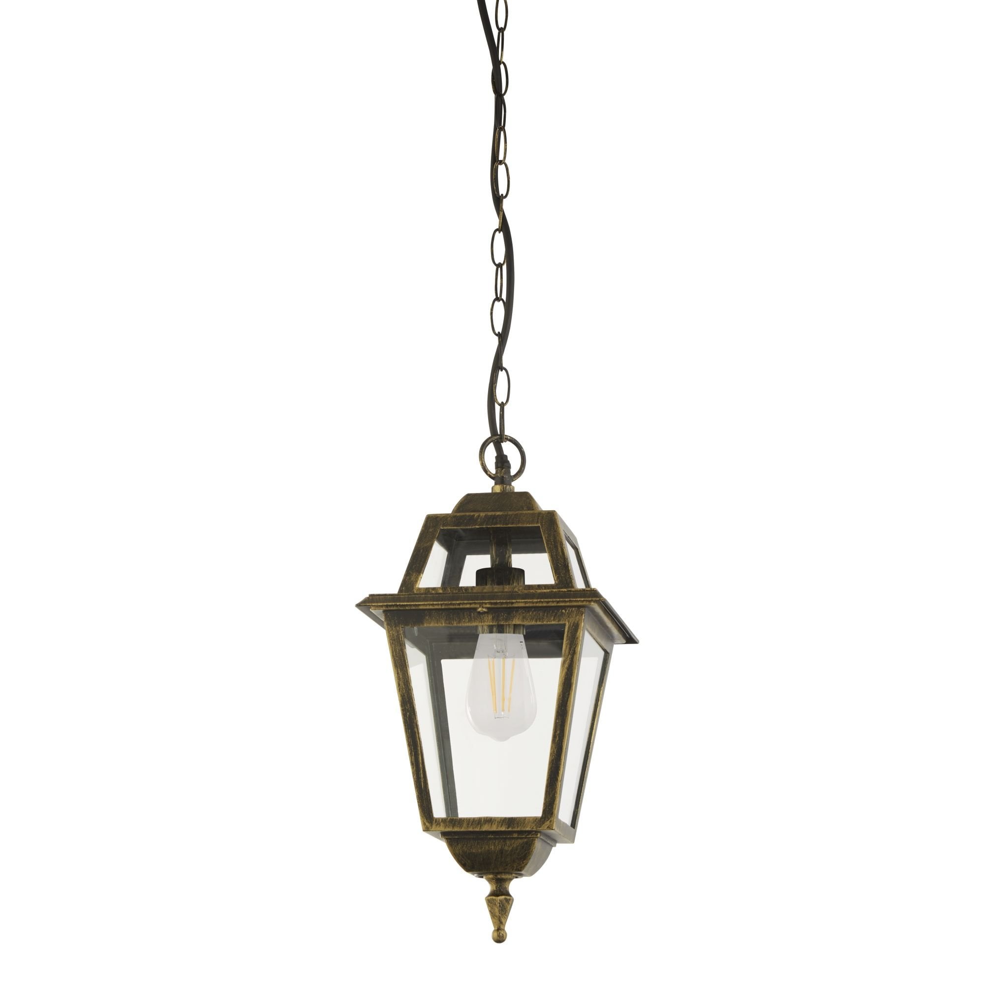 1526 New Orleans Outdoor Pendant Lantern Black Gold Glass