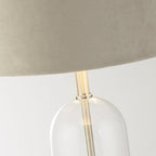 81713TA Oxford Table Lamp Glass Satin Nickel Taupe Velvet Shade