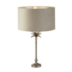 81210TA Palm Table Lamp Antique Nickel Metal Taupe Velvet Shade