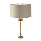 81210TA Palm Table Lamp Antique Nickel Metal Taupe Velvet Shade