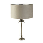 81210TA Palm Table Lamp Antique Nickel Metal Taupe Velvet Shade