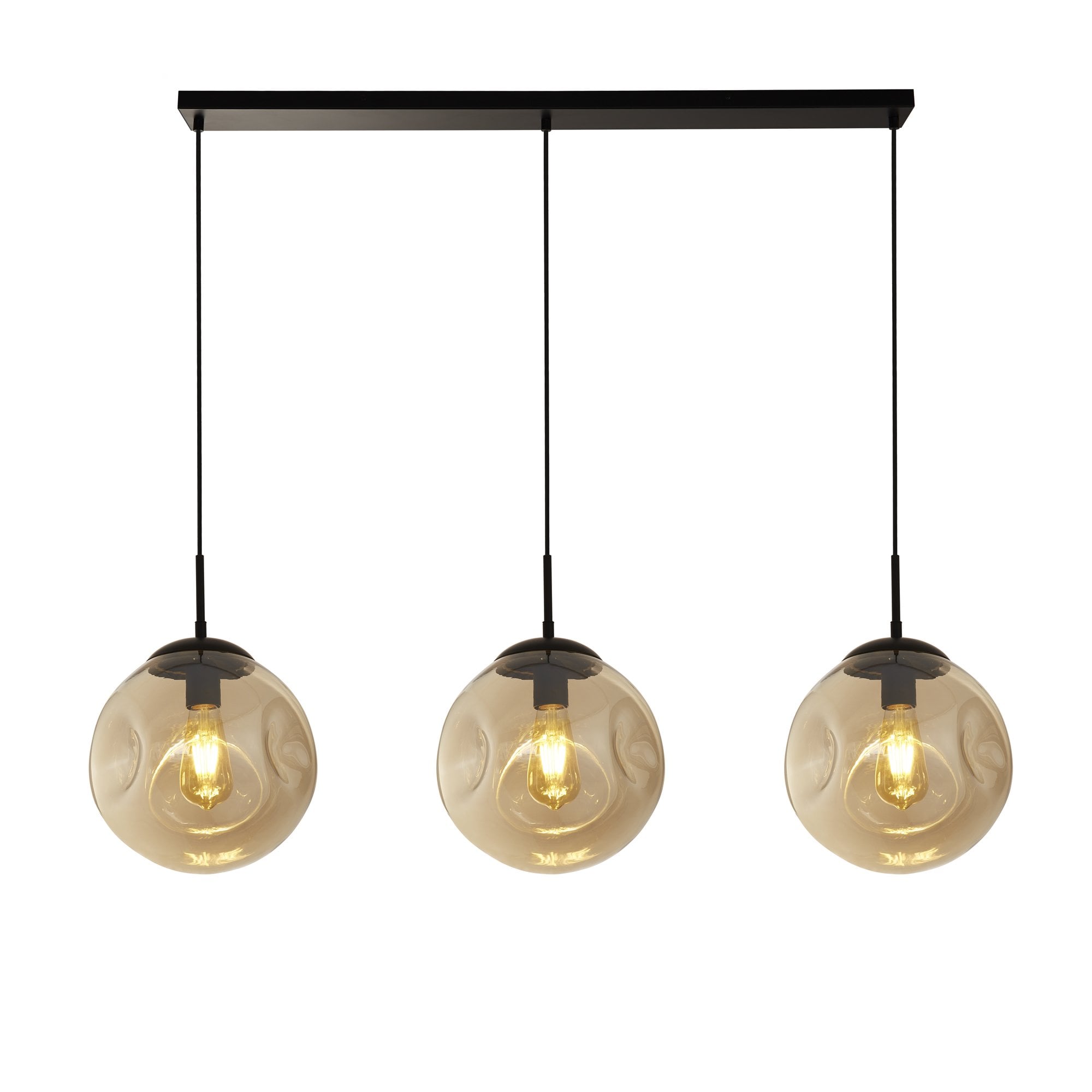 22123-3BK Punch 3 Light Bar Pendant Black Metal Champagne Punched Glass