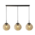 22123-3BK Punch 3 Light Bar Pendant Black Metal Champagne Punched Glass