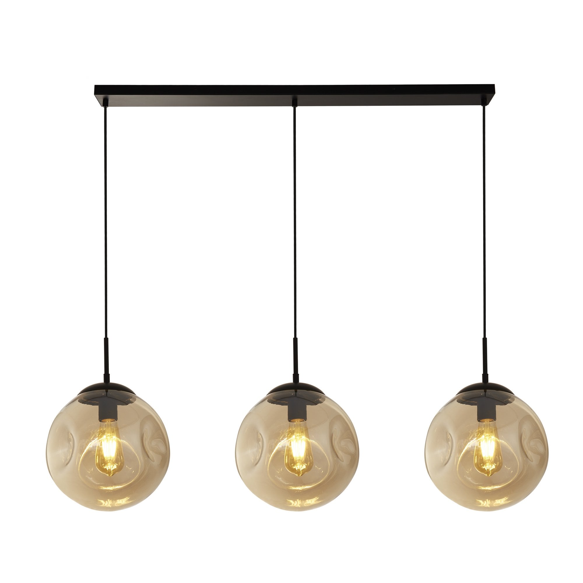22123-3BK Punch 3 Light Bar Pendant Black Metal Champagne Punched Glass
