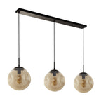 22123-3BK Punch 3 Light Bar Pendant Black Metal Champagne Punched Glass