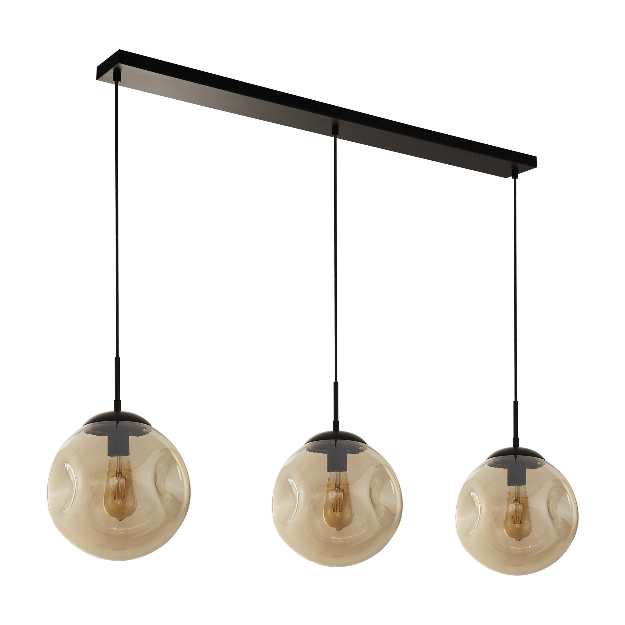 22123-3BK Punch 3 Light Bar Pendant Black Metal Champagne Punched Glass