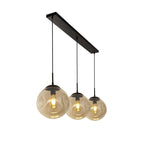 22123-3BK Punch 3 Light Bar Pendant Black Metal Champagne Punched Glass