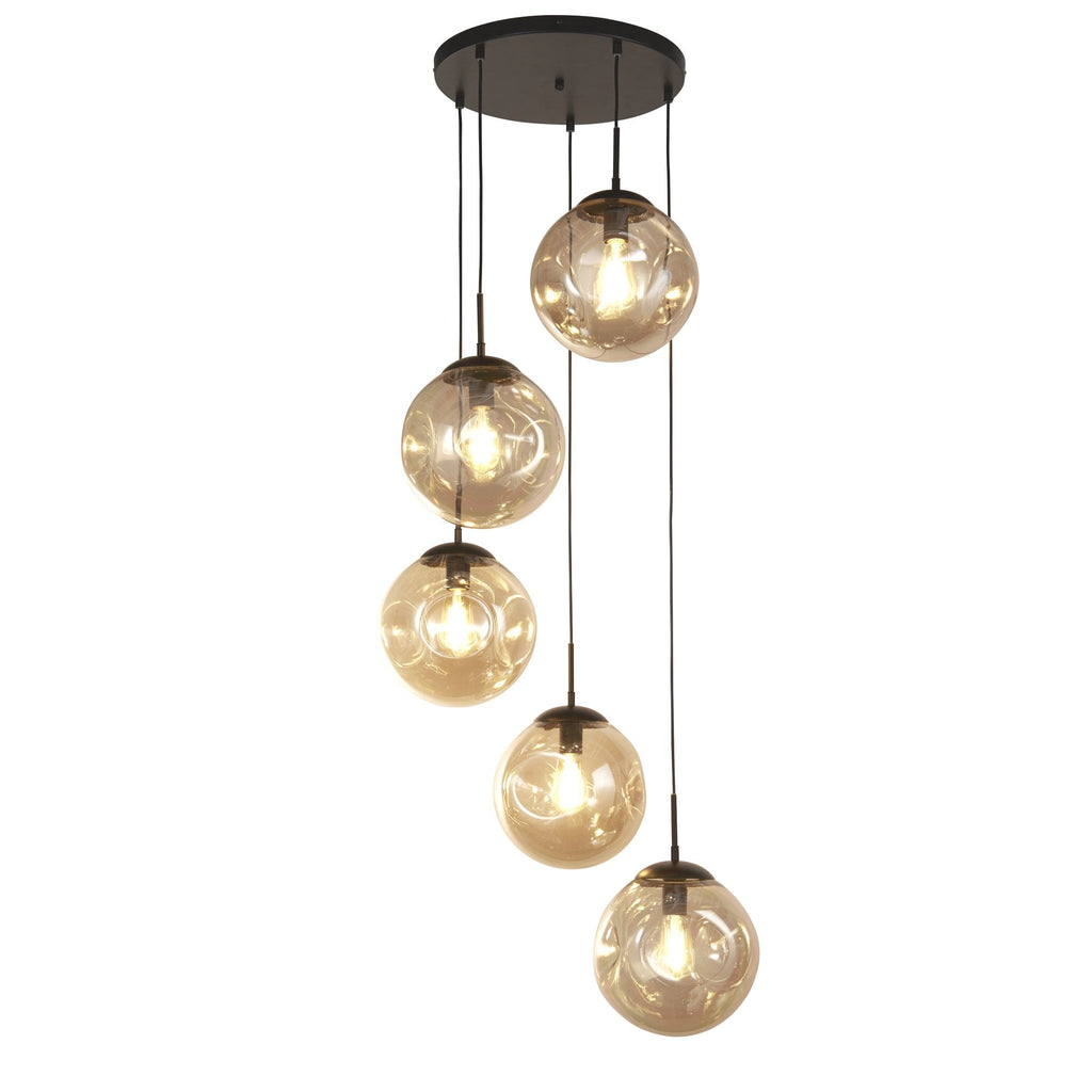 22123-5BK Punch 5 Light MultiDrop Black Metal Champagne Punched Glass