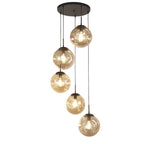 22123-5BK Punch 5 Light MultiDrop Black Metal Champagne Punched Glass