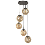 22123-5BK Punch 5 Light MultiDrop Black Metal Champagne Punched Glass