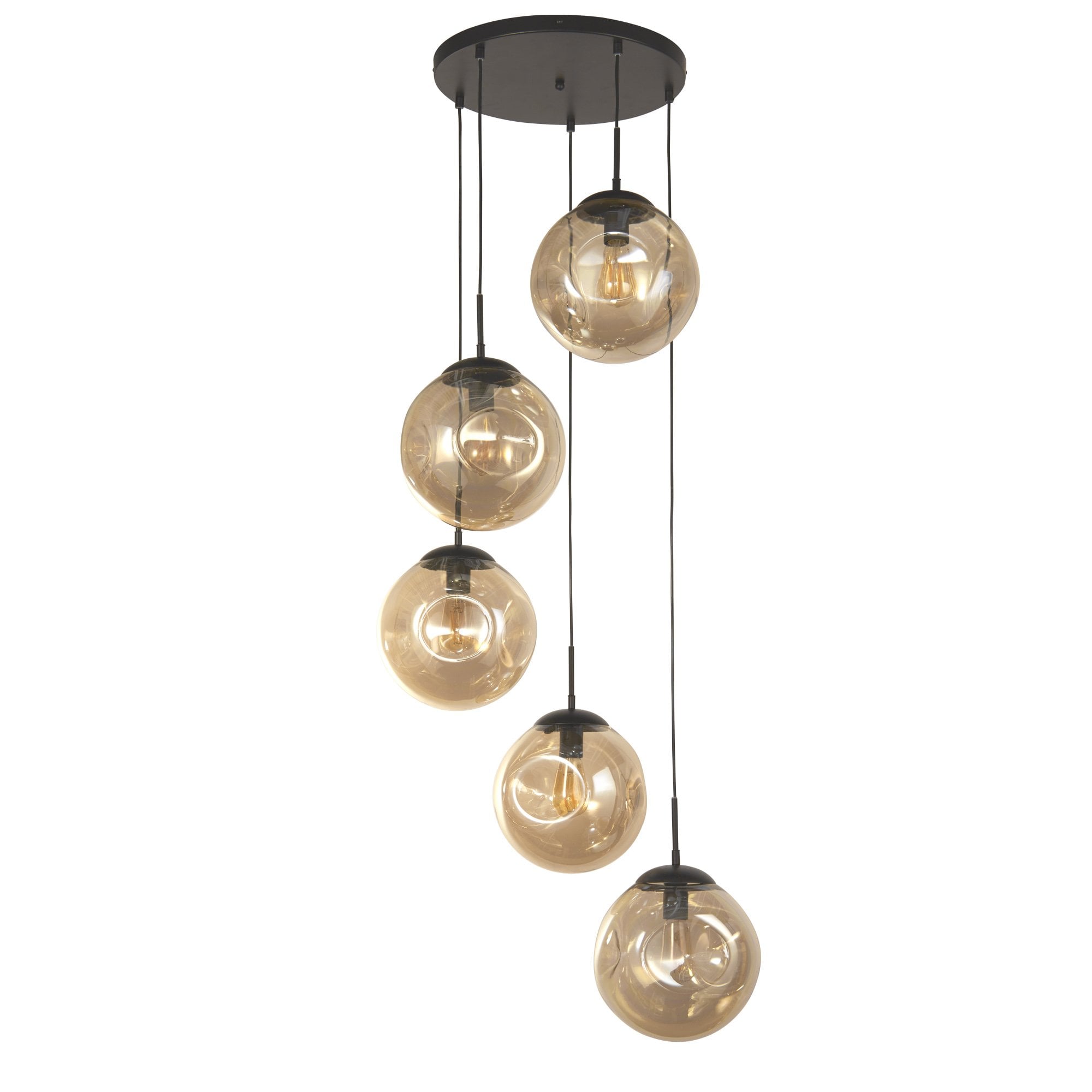 22123-5BK Punch 5 Light MultiDrop Black Metal Champagne Punched Glass