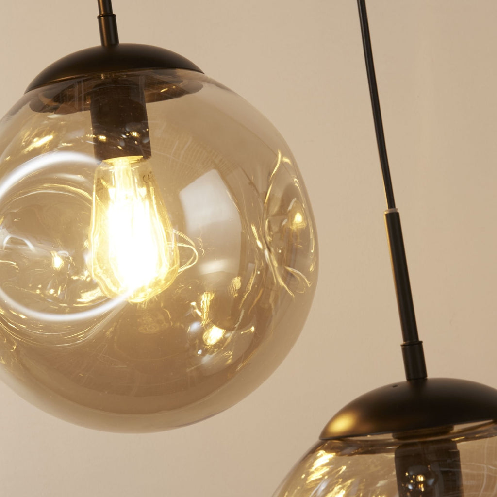 22123-5BK Punch 5 Light MultiDrop Black Metal Champagne Punched Glass