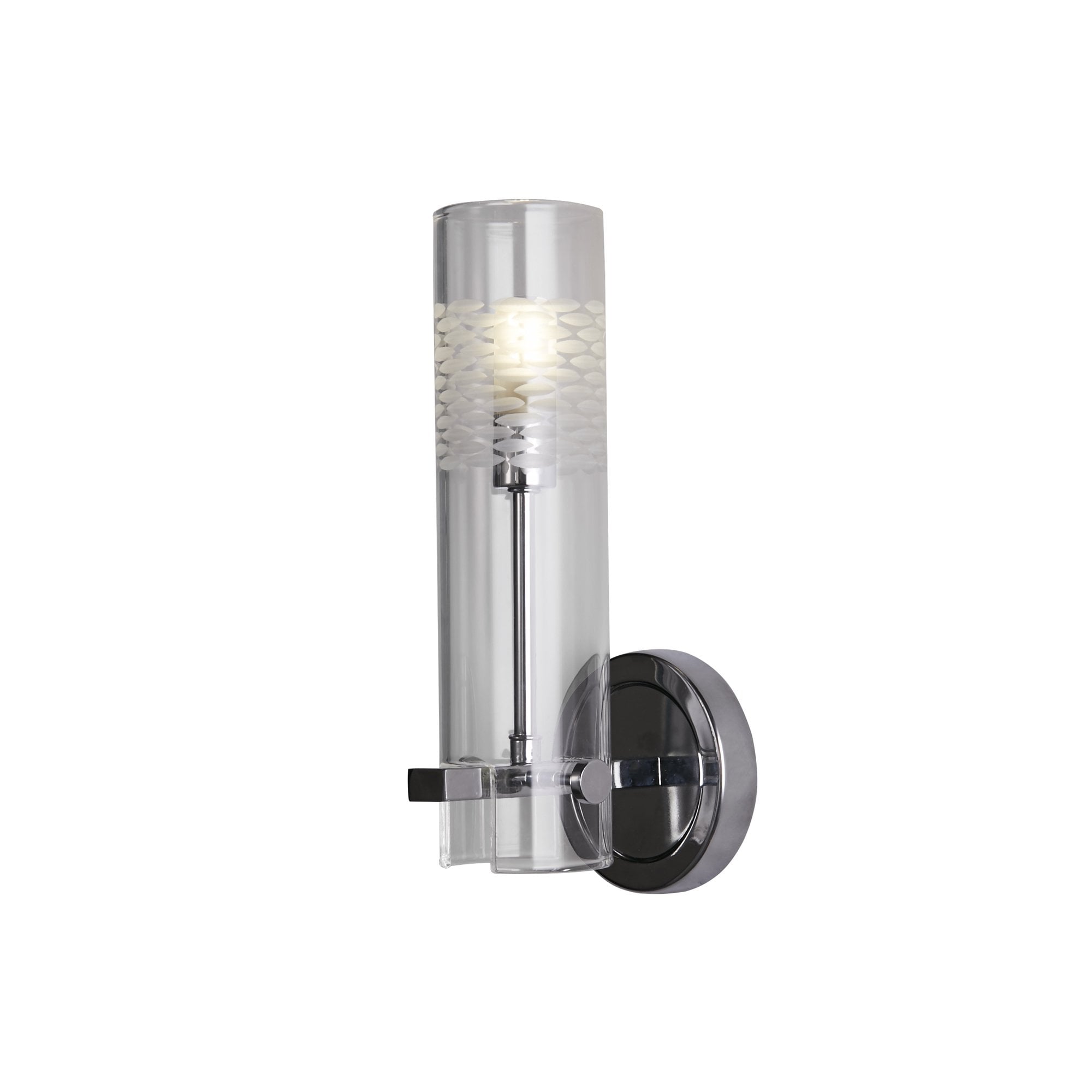 27981CC Scope Bathroom Wall Light Chrome Metal Clear Etched Glass