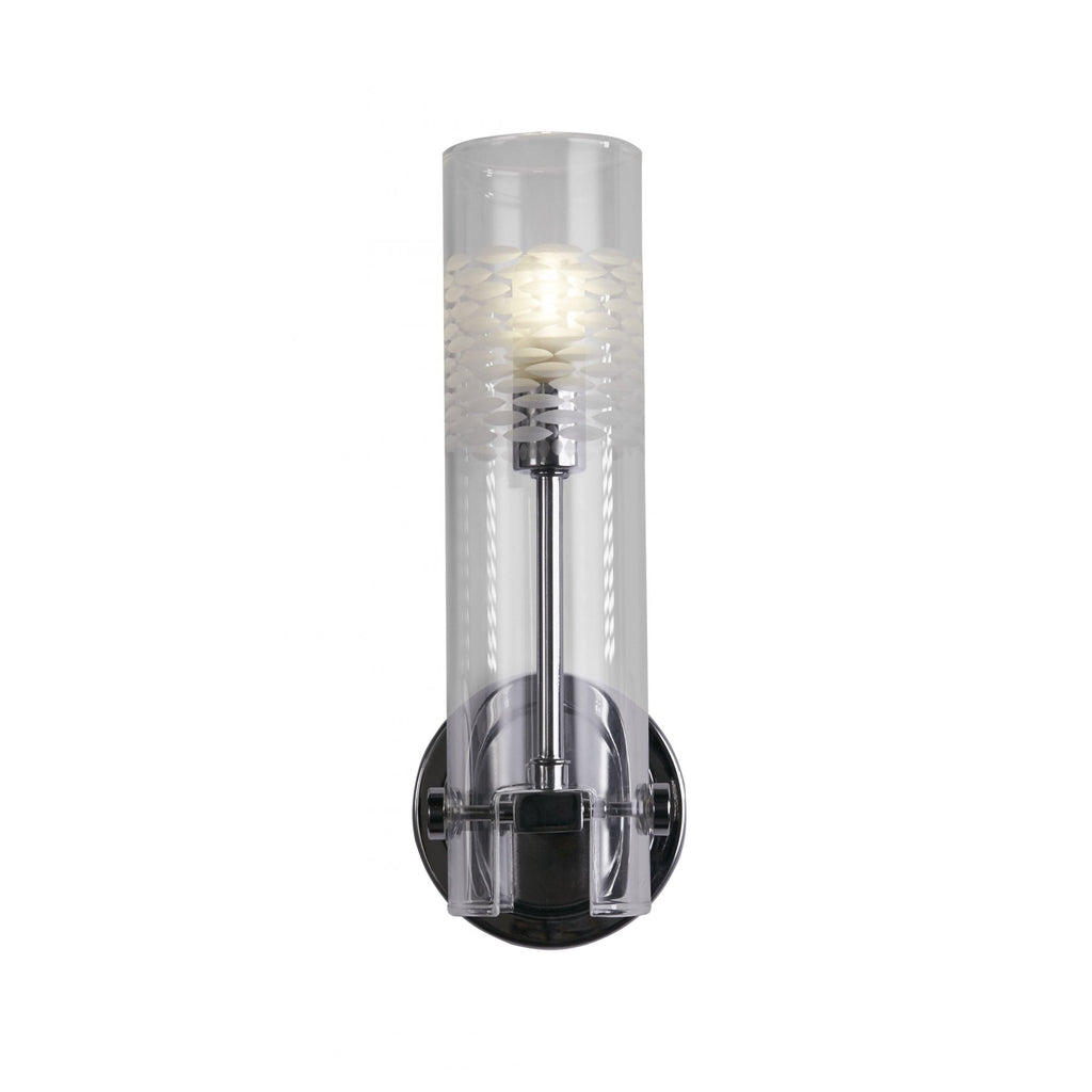 27981CC Scope Bathroom Wall Light Chrome Metal Clear Etched Glass