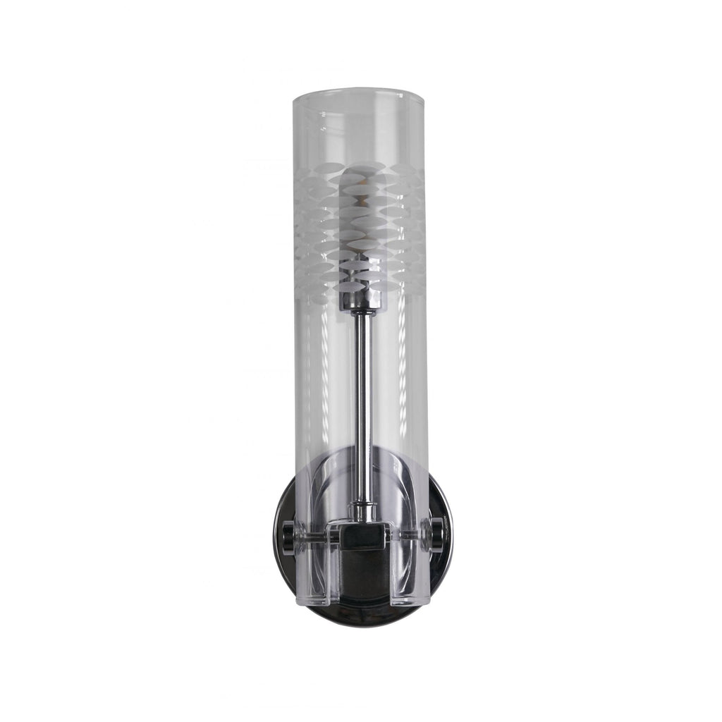 27981CC Scope Bathroom Wall Light Chrome Metal Clear Etched Glass