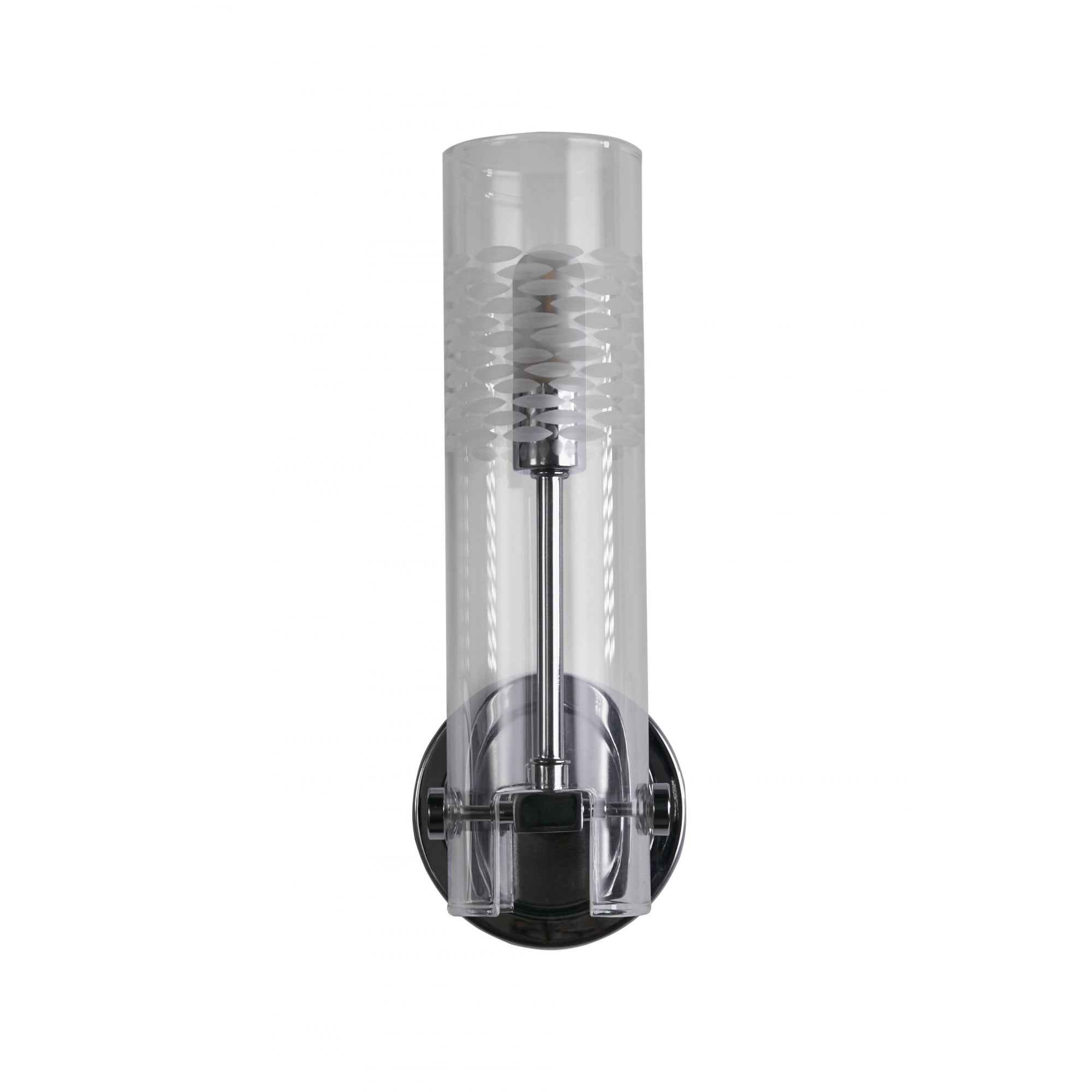 27981CC Scope Bathroom Wall Light Chrome Metal Clear Etched Glass
