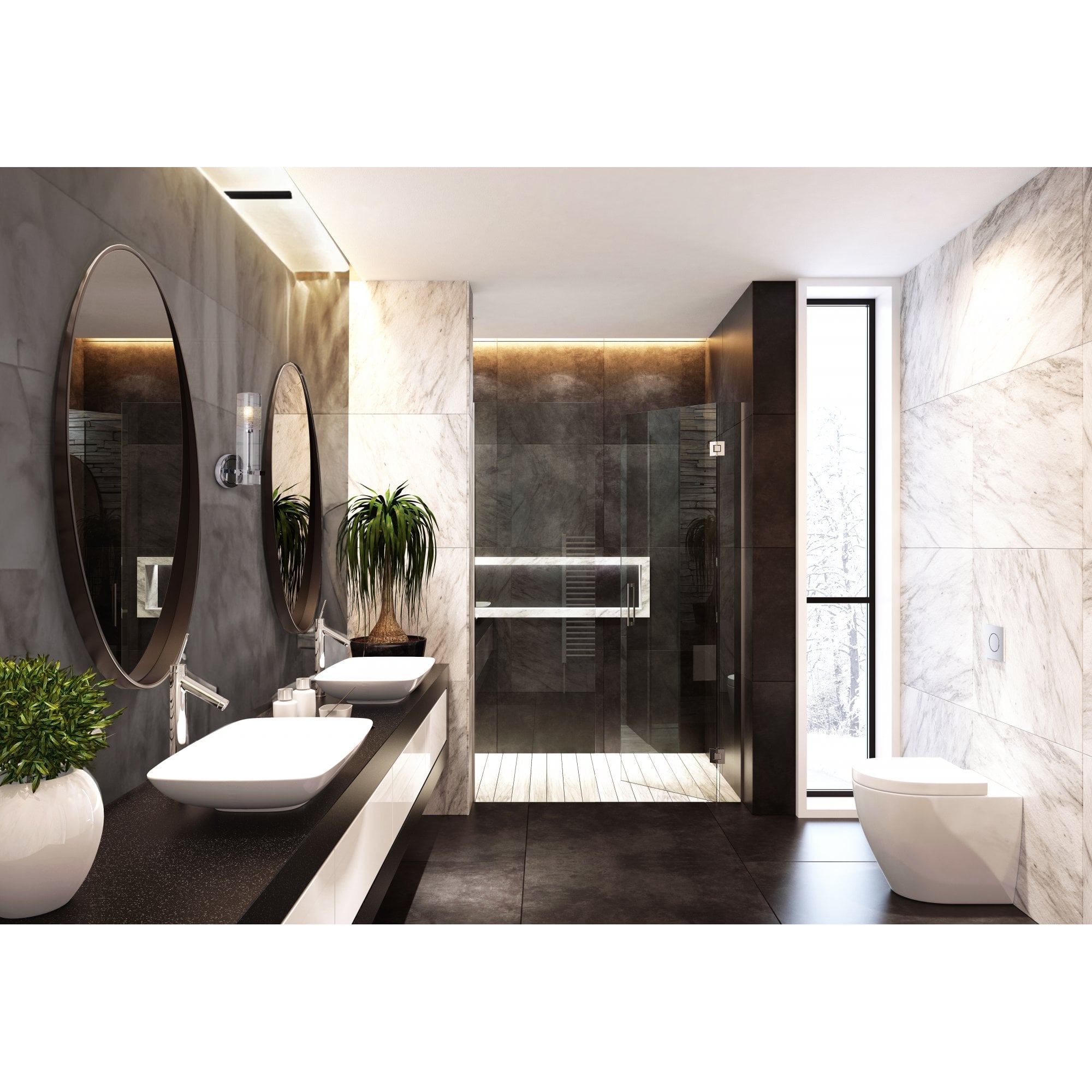 27981CC Scope Bathroom Wall Light Chrome Metal Clear Etched Glass