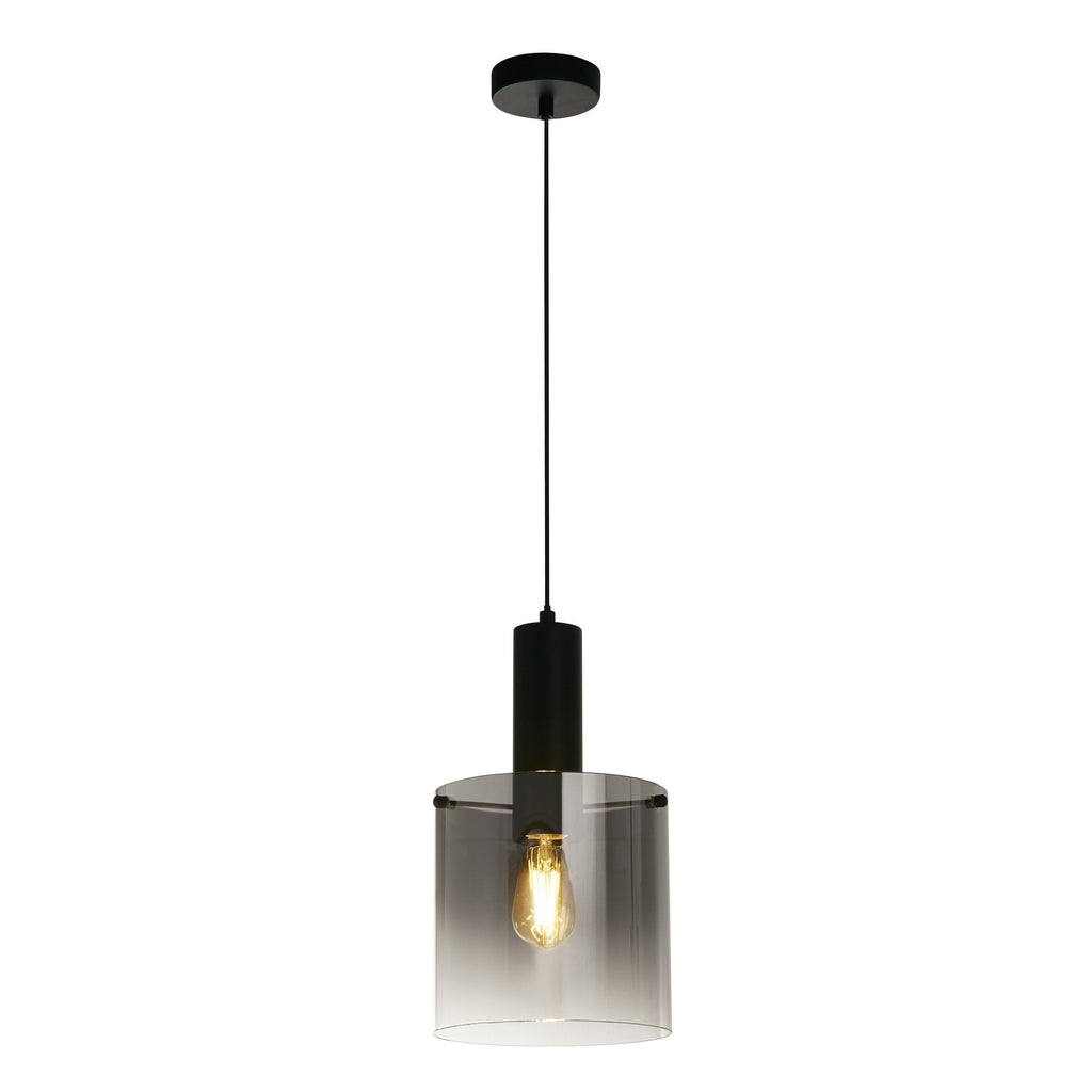 88910-1BK Sweden Pendant Matt Black Metal Smoked Ombre Glass