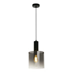 88910-1BK Sweden Pendant Matt Black Metal Smoked Ombre Glass
