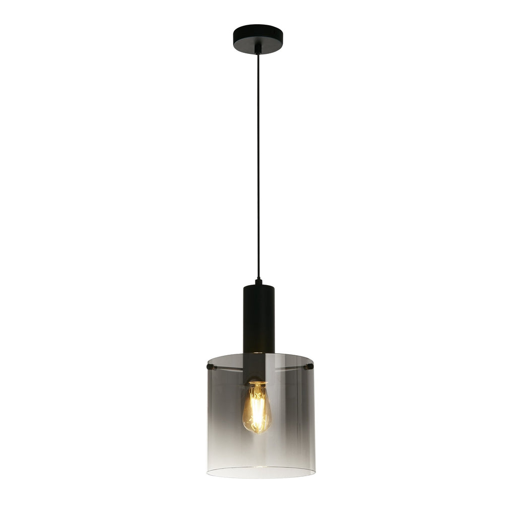 88910-1BK Sweden Pendant Matt Black Metal Smoked Ombre Glass