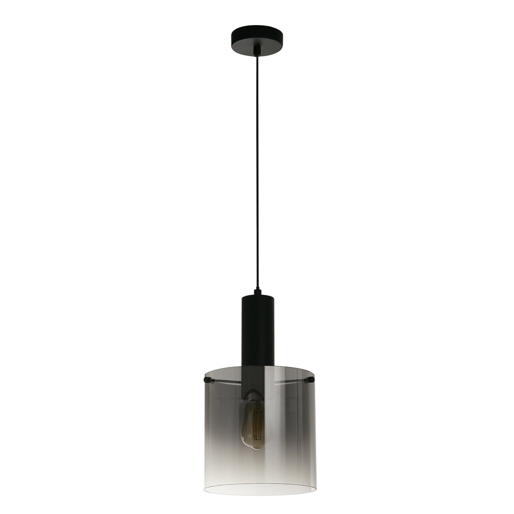 88910-1BK Sweden Pendant Matt Black Metal Smoked Ombre Glass