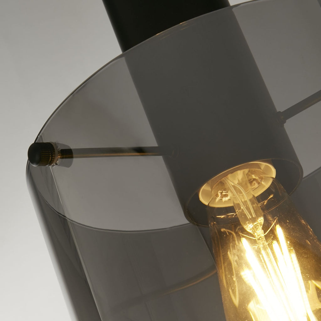88910-1BK Sweden Pendant Matt Black Metal Smoked Ombre Glass