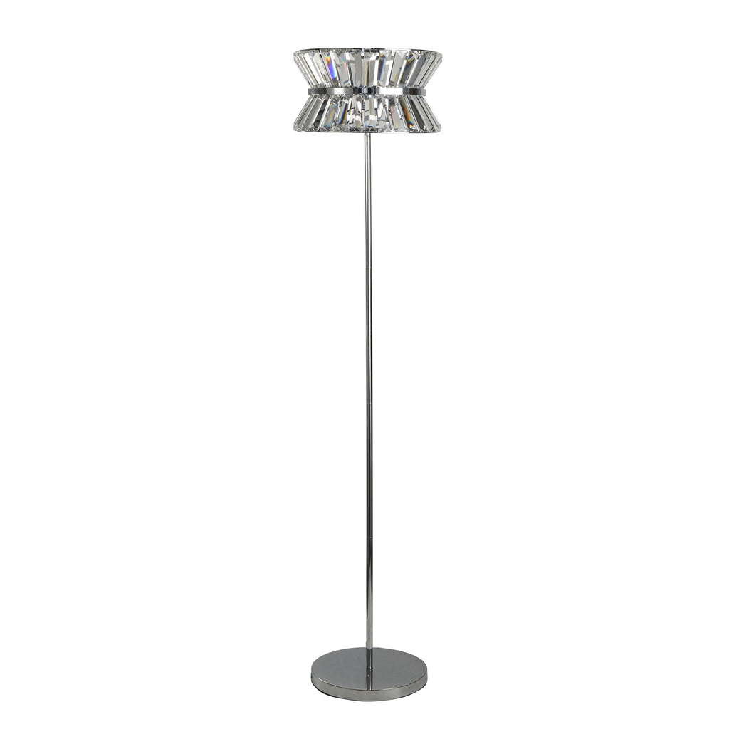59411-3CC Uptown 3 Light Floor Lamp Chrome Metal Clear Crystal