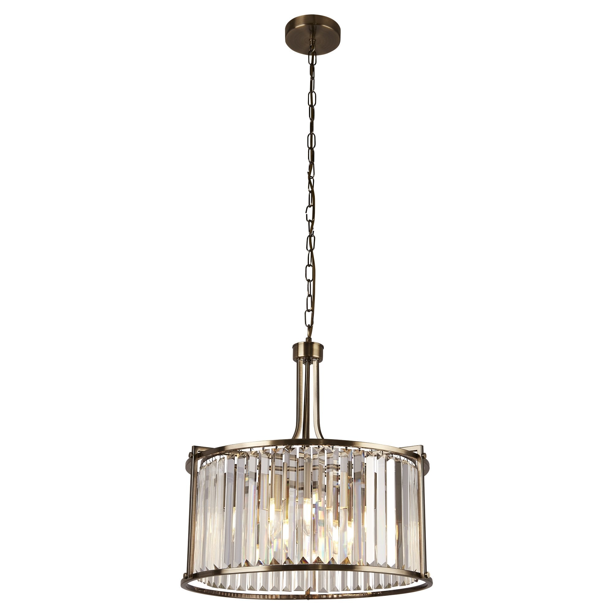 8295-5AB Victoria 5 Light Pendant Antique Brass Metal Clear Crystal