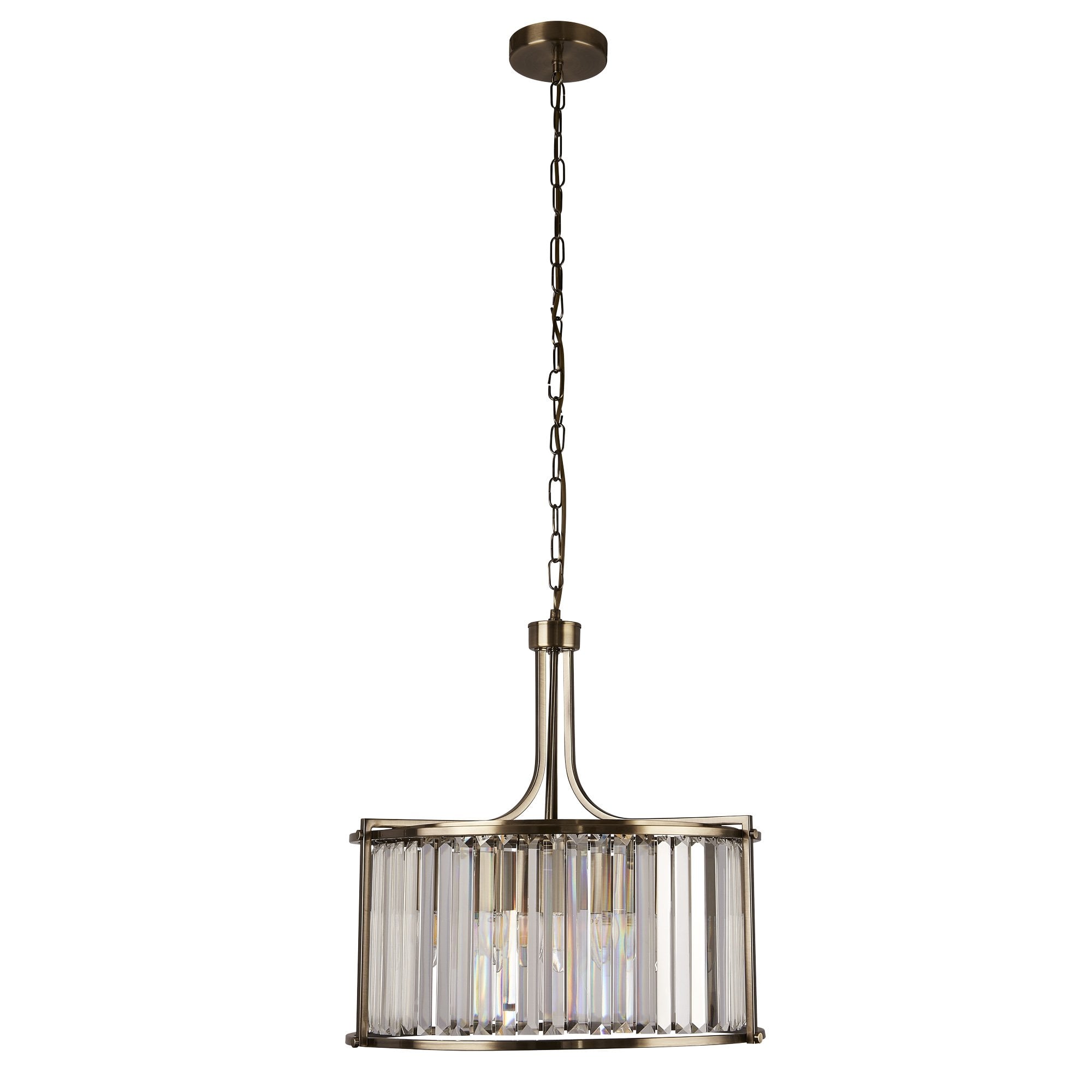 8295-5AB Victoria 5 Light Pendant Antique Brass Metal Clear Crystal