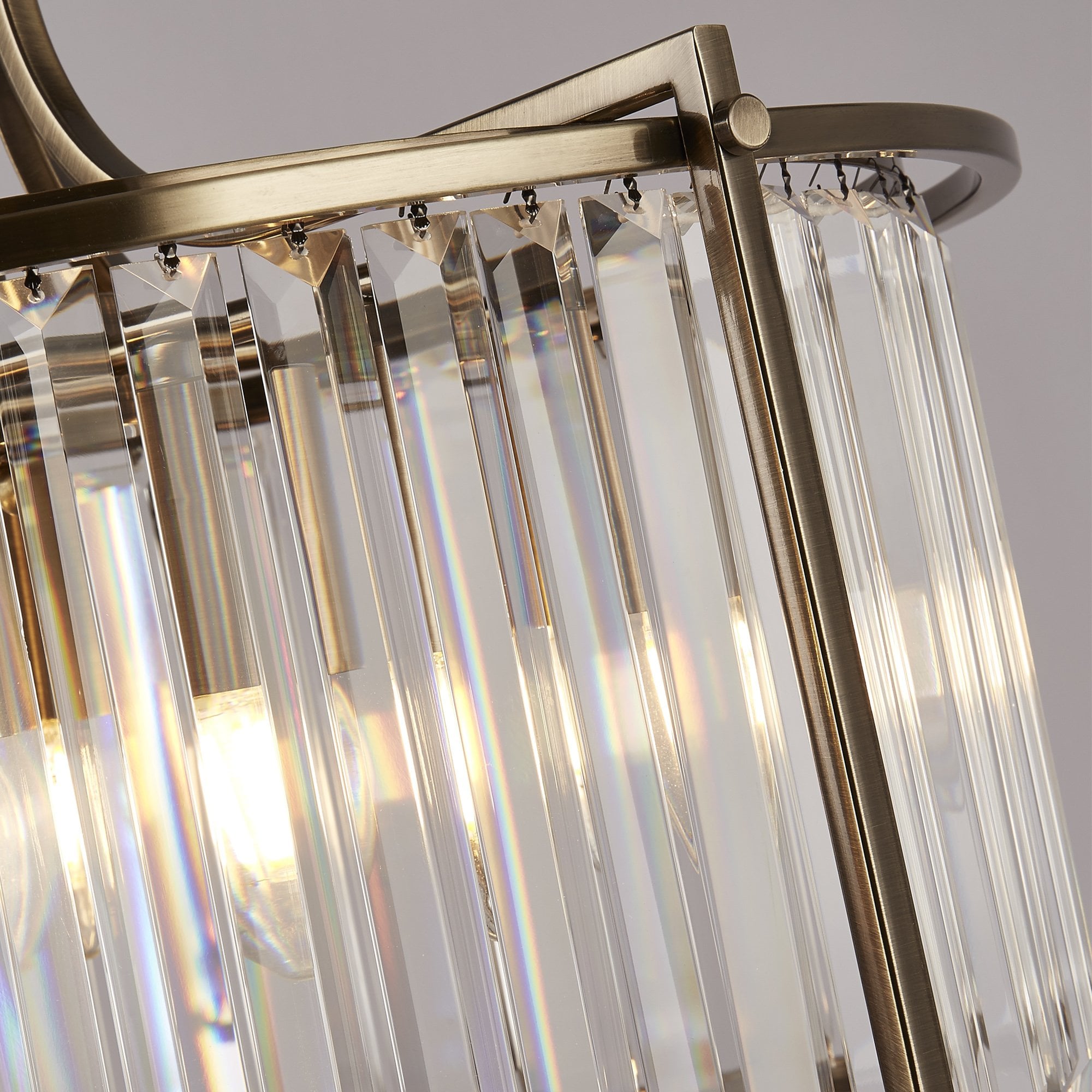 8295-5AB Victoria 5 Light Pendant Antique Brass Metal Clear Crystal