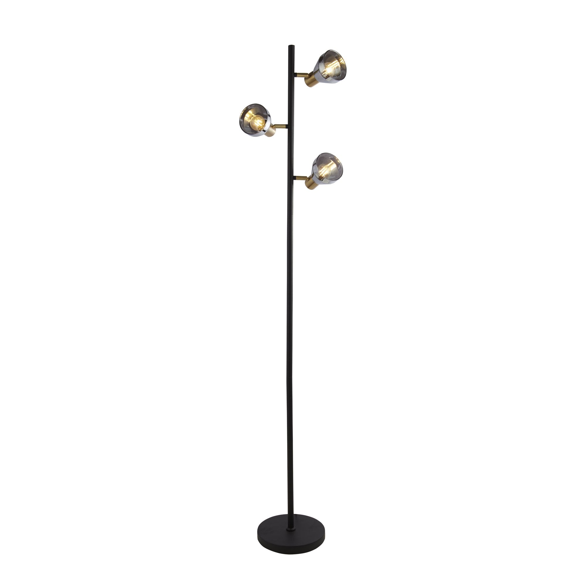 23803-3SM Westminster 3 Light Floor Lamp Black Satin Brass Metal Smoked