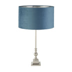 81214TE Whitby Table Lamp Chrome Metal Teal Velvet Shade