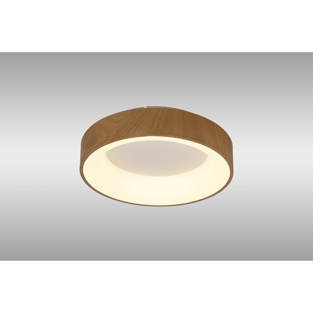 M8588 Niseko II Ring LED Flush Ceiling Light 38cm Remote Control Wood