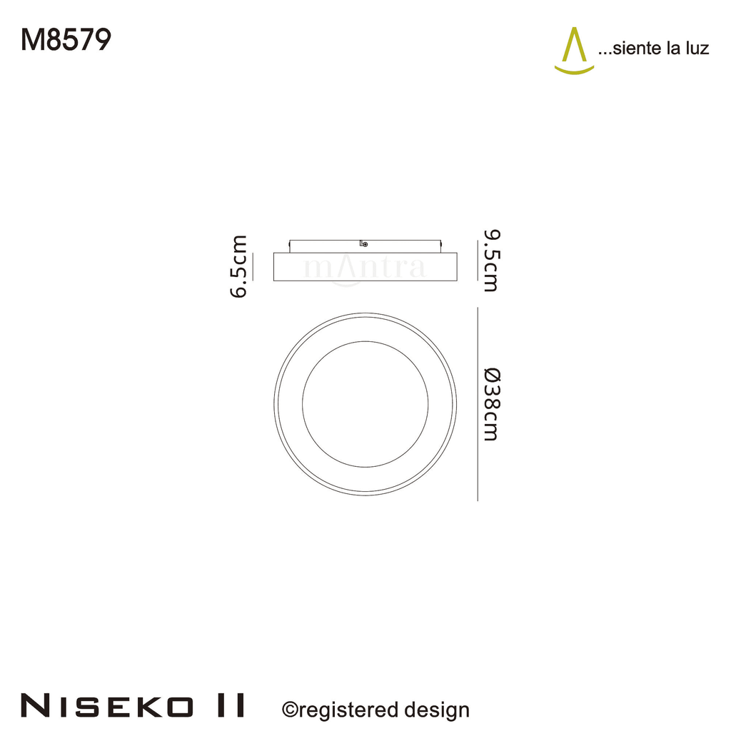 M8579 Niseko II Ring LED Flush Ceiling Light 38cm Remote Control White