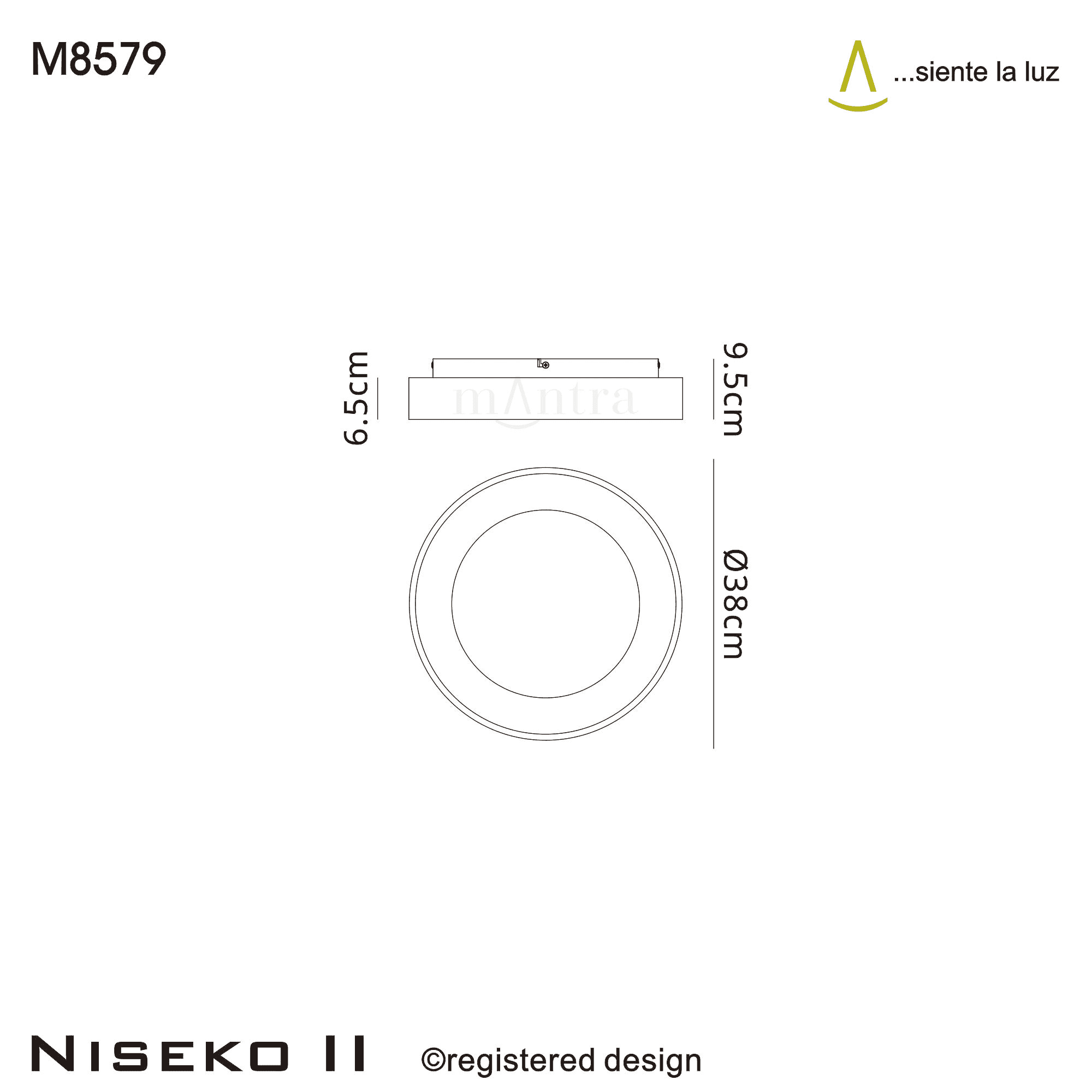 M8579 Niseko II Ring LED Flush Ceiling Light 38cm Remote Control White