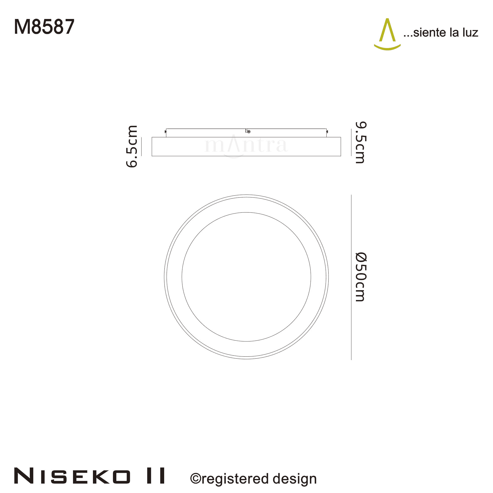 M8587 Niseko II Ring LED Flush Ceiling Light 50cm Remote Control Wood (S)