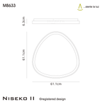 M8633 Niseko II Triangular LED Flush Ceiling Light 61cm Remote Control White